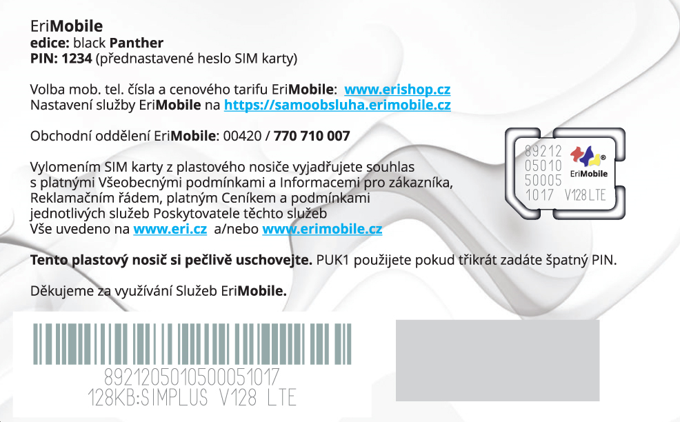 Mobil ⭐ LTE ⭐ SMS v síťi Vodafone. ✅ EriMobile virtuální operátor.